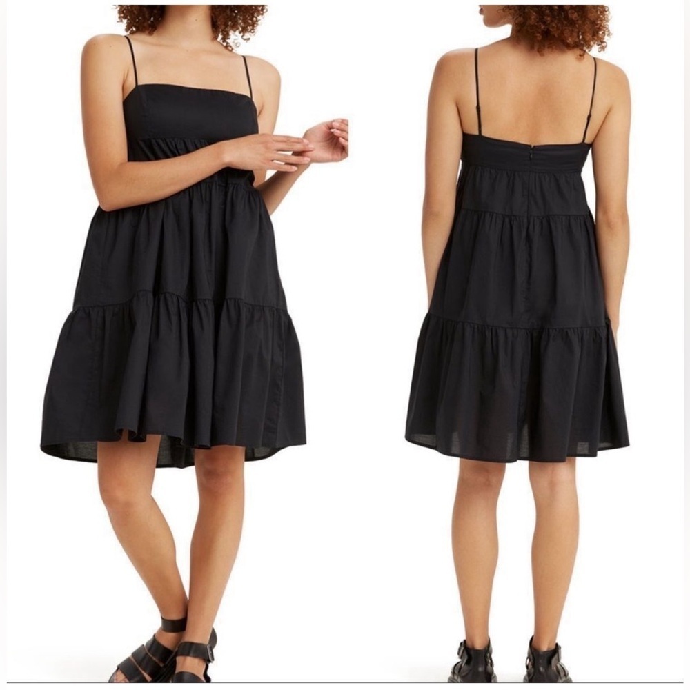 Levi’s Black Clea Cotton Tiered Sleeveless Babydoll Dress XXL NWT